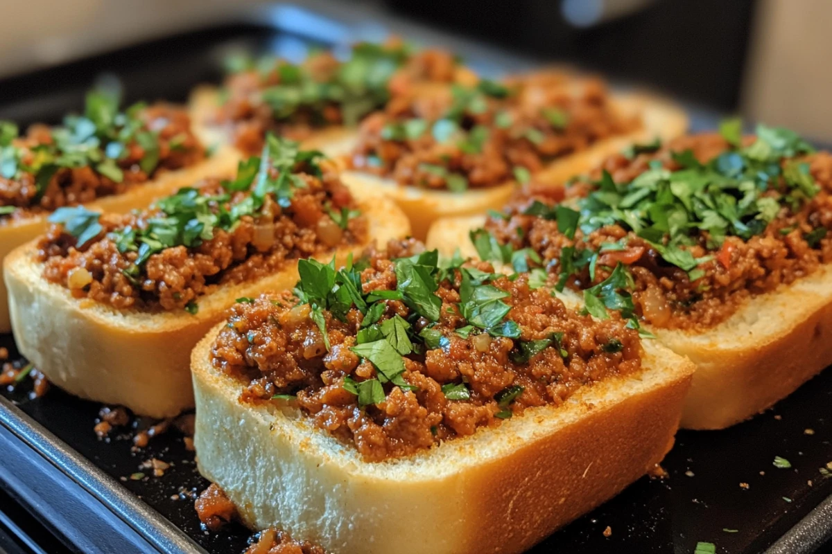 Garlic bread sloppy joes, Italian sloppy joes, Cheesy sloppy joe sandwiches, Sloppy joe garlic bread recipe, Italian-style sloppy joes