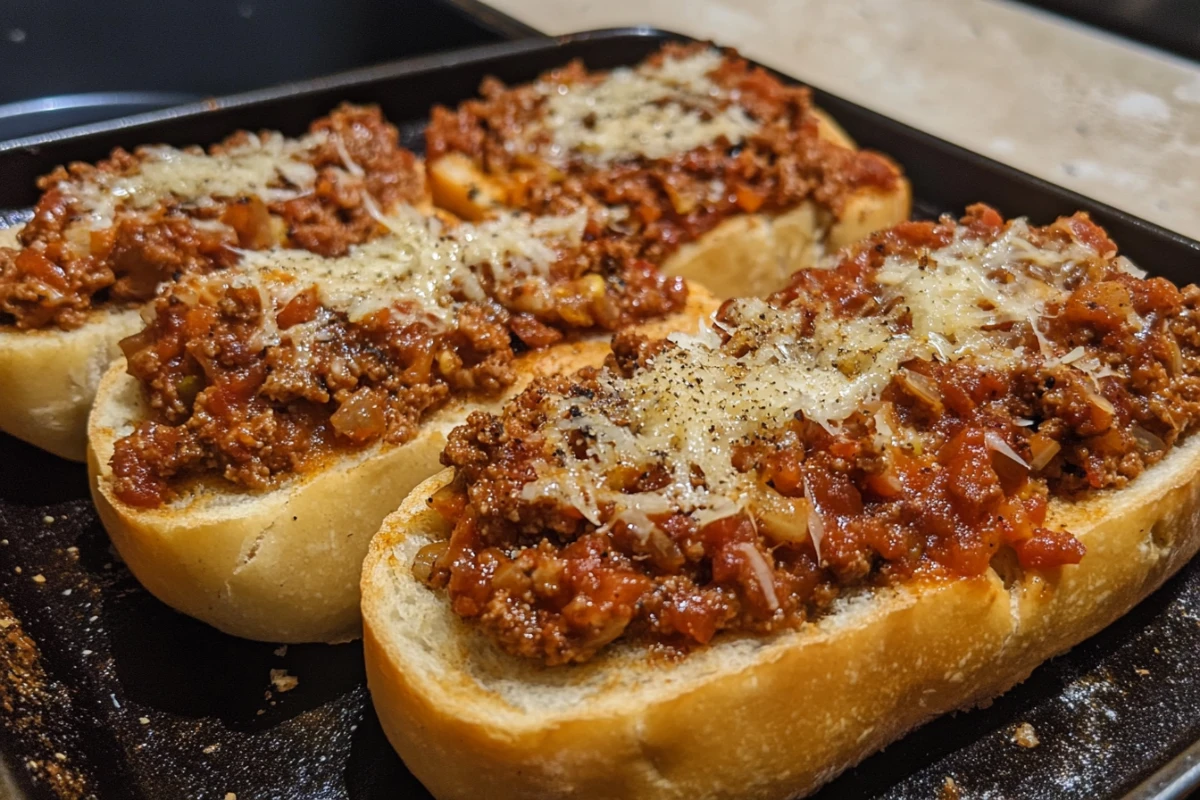 Garlic bread sloppy joes, Italian sloppy joes, Cheesy sloppy joe sandwiches, Sloppy joe garlic bread recipe, Italian-style sloppy joes