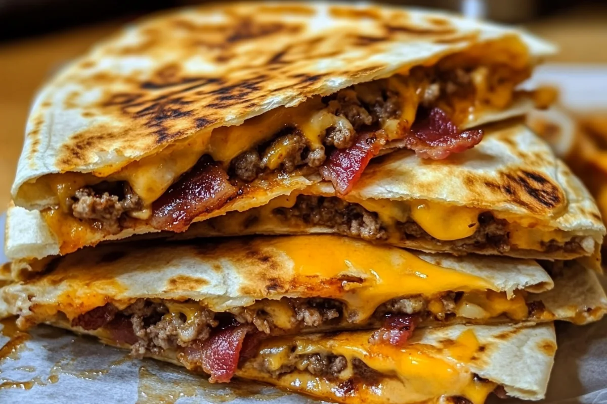 BBQ Quesadillas, Bacon Cheeseburger Quesadillas, Cheeseburger Quesadilla Recipe, BBQ Bacon Quesadillas, Cheeseburger Tortillas