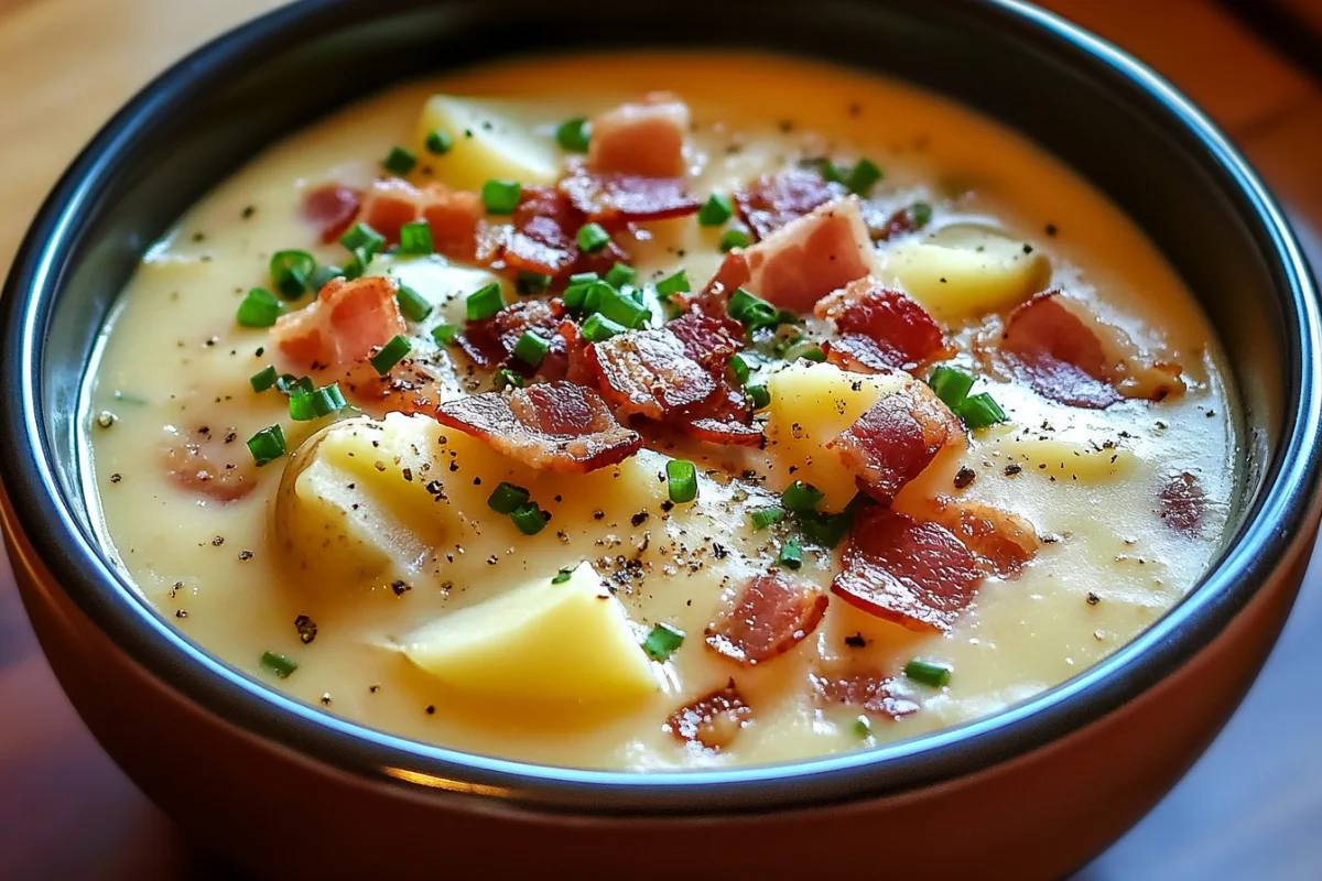 Creamy Potato Bacon Soup, Hearty Bacon Potato Soup, Loaded Potato Soup with Bacon, Bacon and Potato Chowder, Comforting Bacon Potato Soup