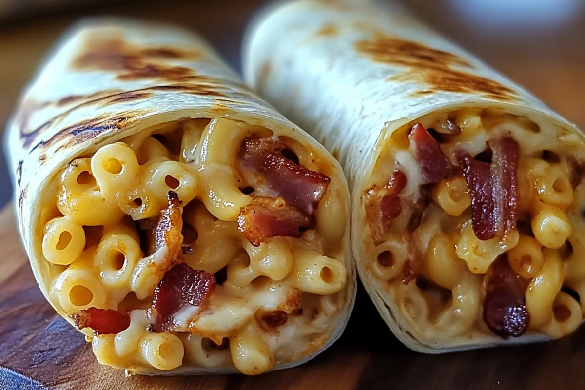 Bacon Mac BBQ Wrap, Loaded BBQ Mac Wrap, Mac and Cheese BBQ Wrap, Bacon Mac and Cheese Wrap, BBQ Bacon Mac Attack