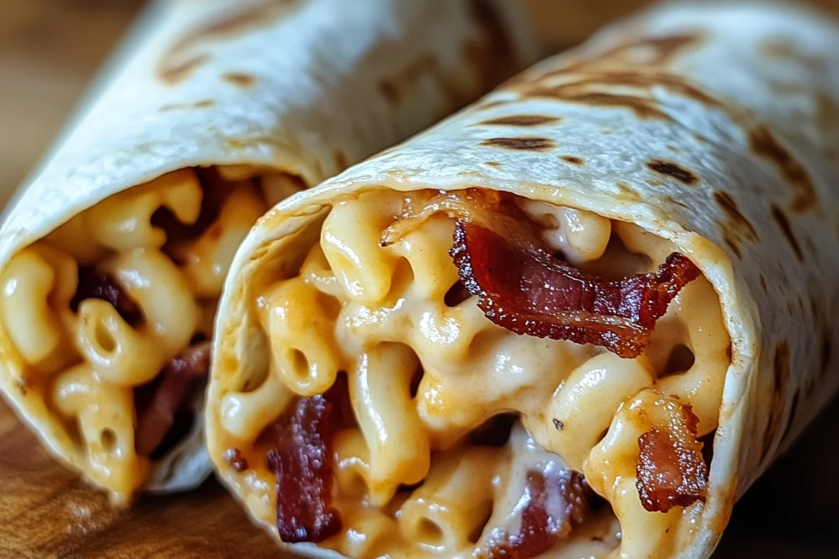 Bacon Mac BBQ Wrap, Loaded BBQ Mac Wrap, Mac and Cheese BBQ Wrap, Bacon Mac and Cheese Wrap, BBQ Bacon Mac Attack