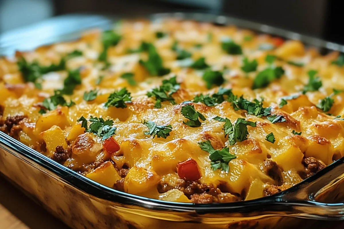 Cheesy Taco Casserole, Tex-Mex Potato Bake, Ground Beef Taco Casserole, Taco and Potato Casserole