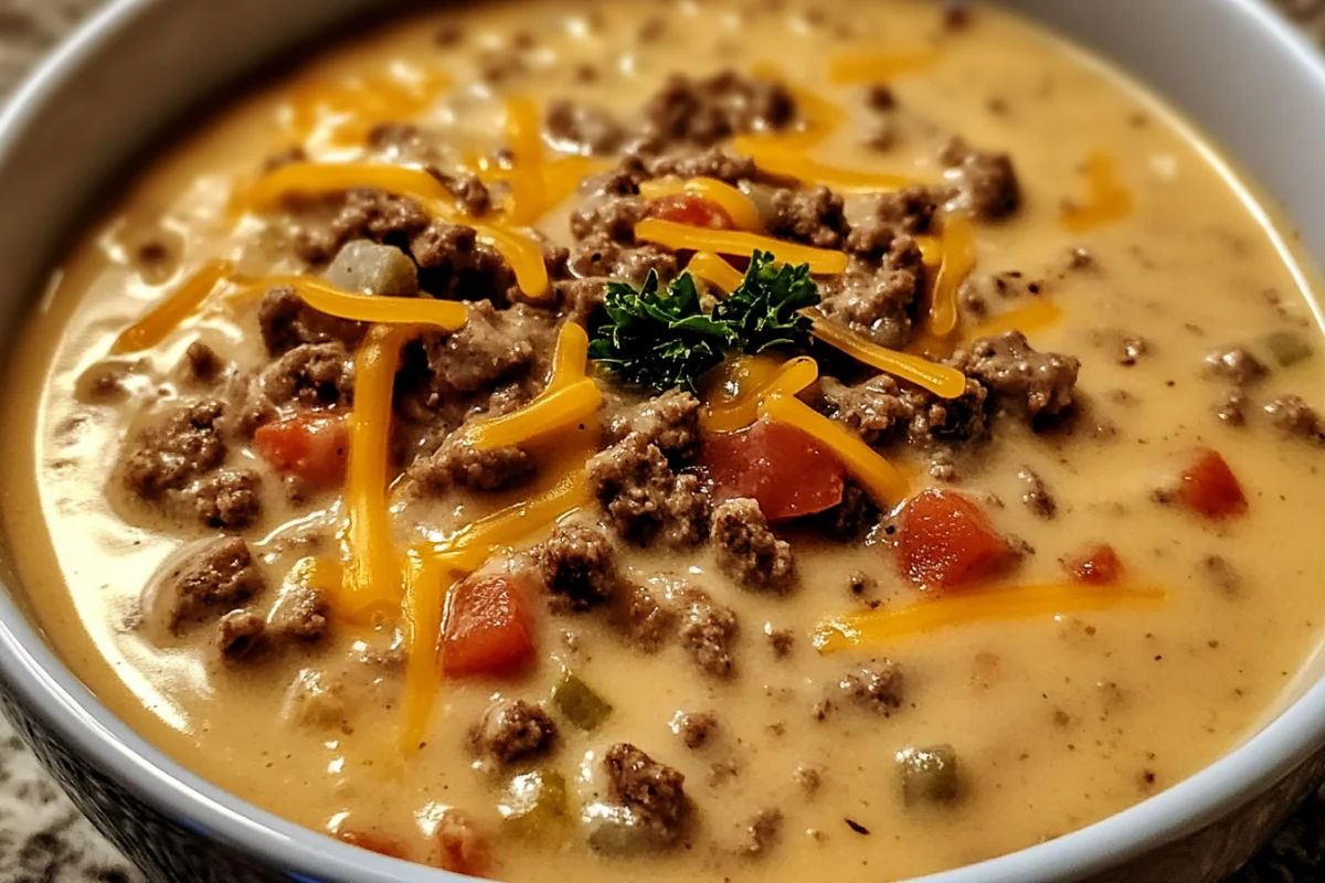 Slow Cooker Cheeseburger Soup, Creamy Cheeseburger Soup Recipe, Hearty Cheeseburger Soup, Crockpot Cheeseburger Soup, Easy Cheeseburger Soup