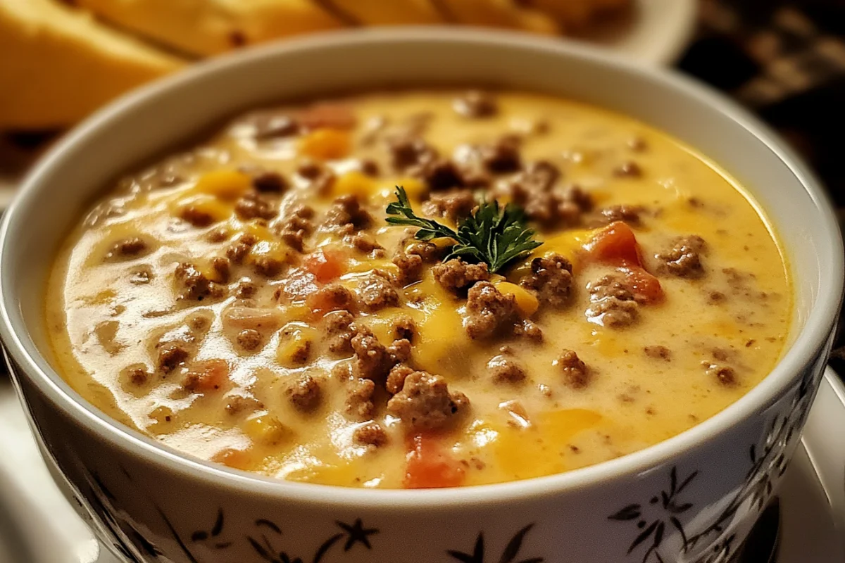 Slow Cooker Cheeseburger Soup, Creamy Cheeseburger Soup Recipe, Hearty Cheeseburger Soup, Crockpot Cheeseburger Soup, Easy Cheeseburger Soup