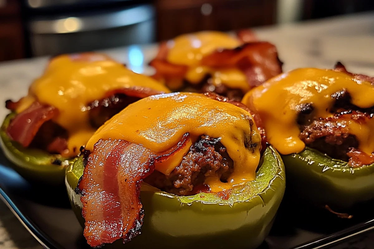 BBQ Bacon Cheeseburger Stuffed Peppers