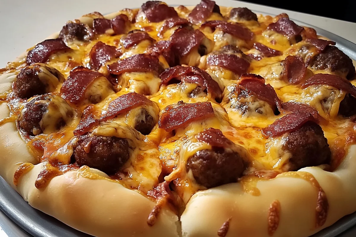 Bacon Cheeseburger Meatball Pizza