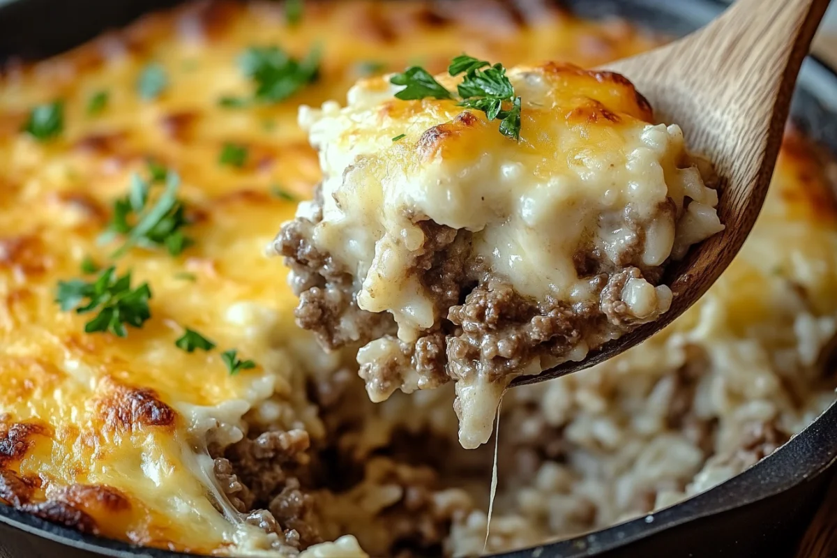 Cheesy Ground Beef and Rice Casserole