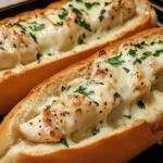 Chicken Alfredo Stuffed Garlic Bread Subs