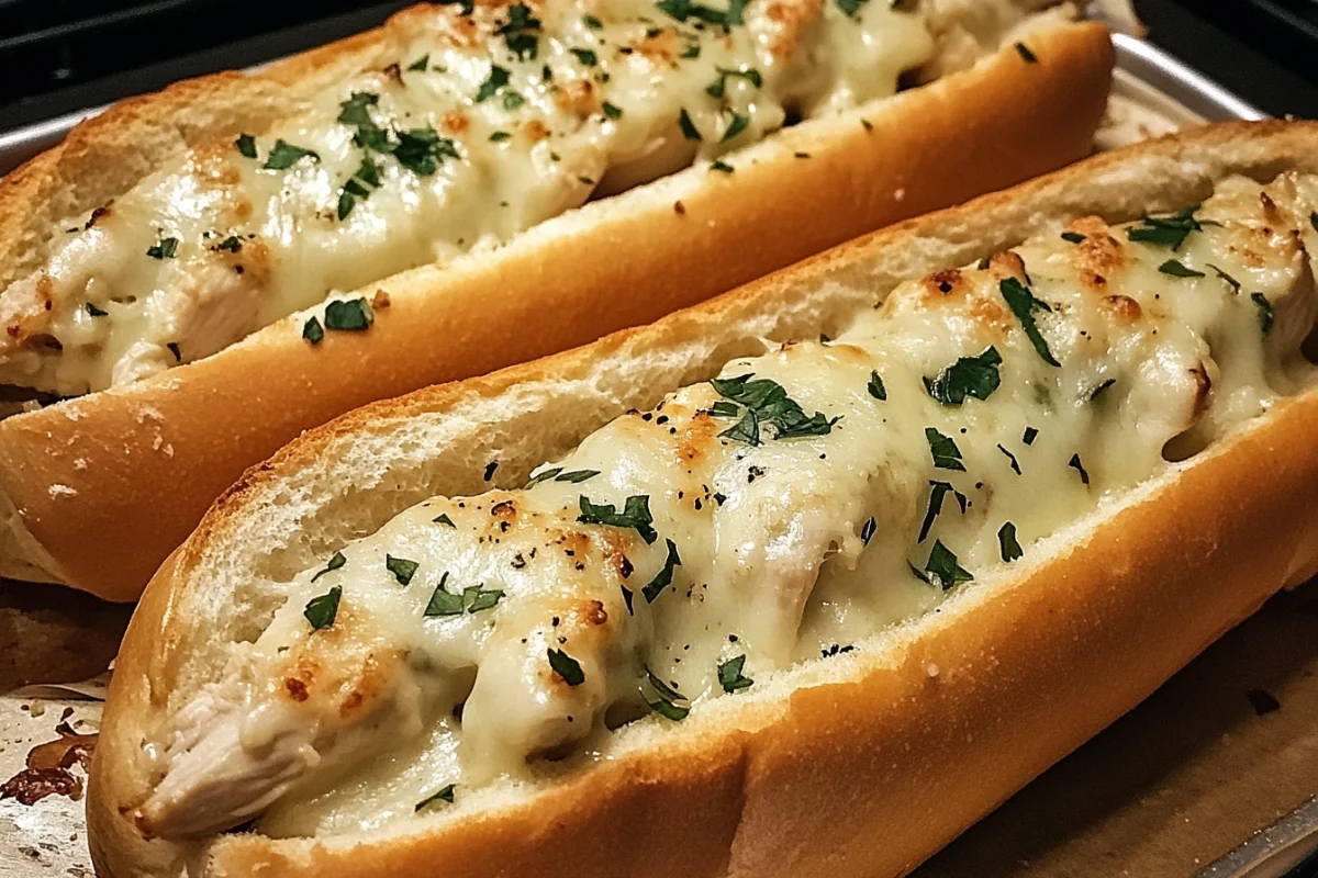 Chicken Alfredo Stuffed Garlic Bread Subs