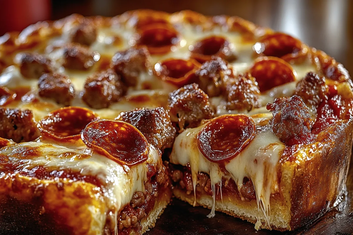 Deep Hamburger Sausage & Pepperoni Pie - The Ultimate Cheesy Comfort Food!