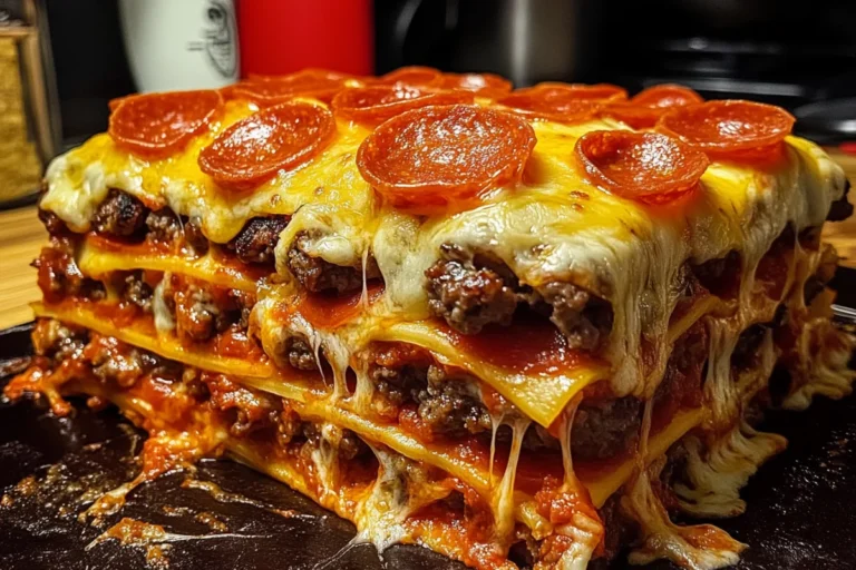 Ultimate Cheesy Pizza Burger Bake