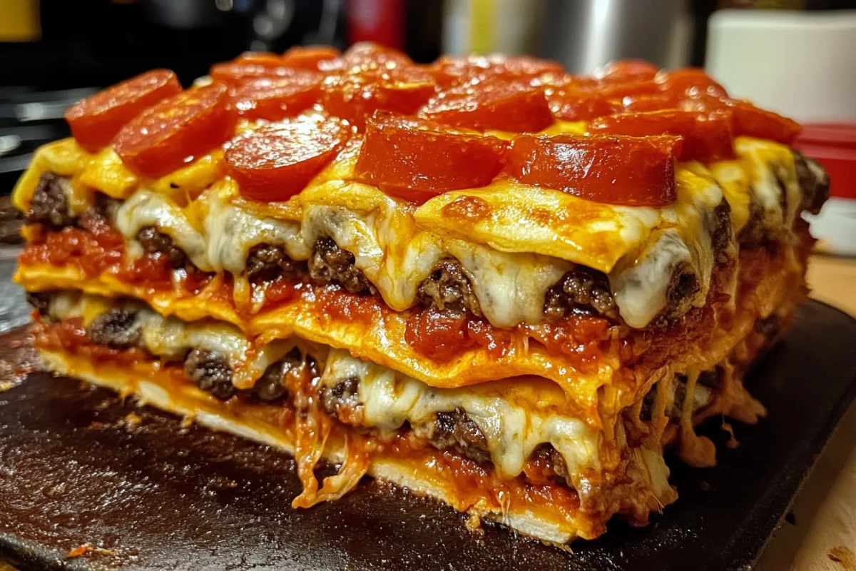 Ultimate Cheesy Pizza Burger Bake