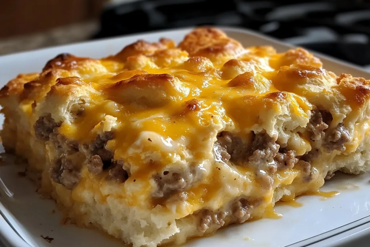 Biscuits and Gravy Hashbrown Breakfast Casserole