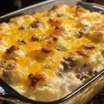 Biscuits and Gravy Hashbrown Breakfast Casserole