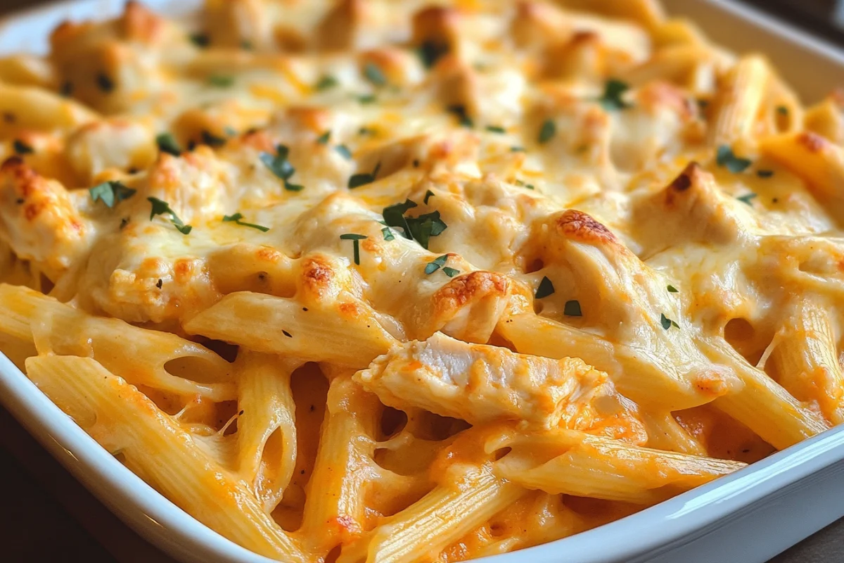 Cheesy Buffalo Chicken Pasta Bake – A Flavor-Packed Recipe