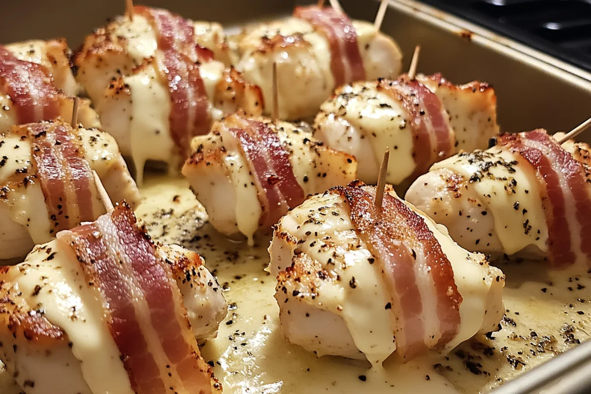 Creamy Bacon-Wrapped Chicken Alfredo Bites