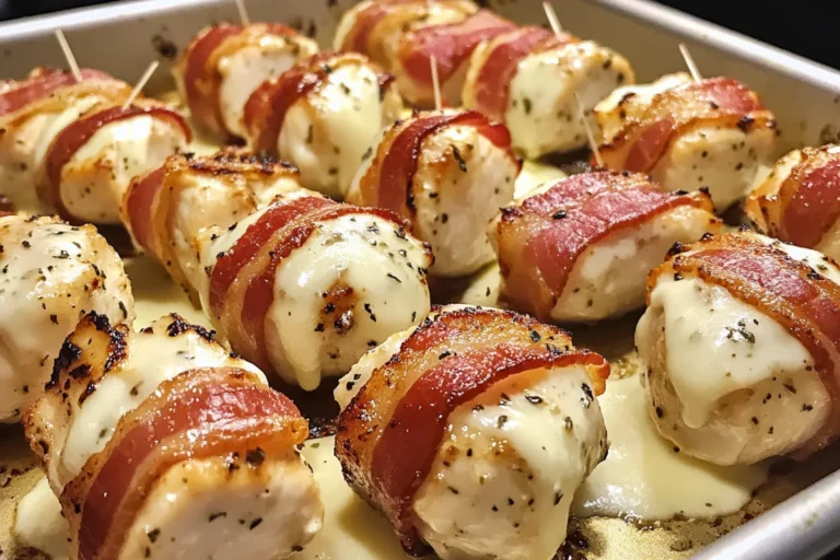 Creamy Bacon-Wrapped Chicken Alfredo Bites