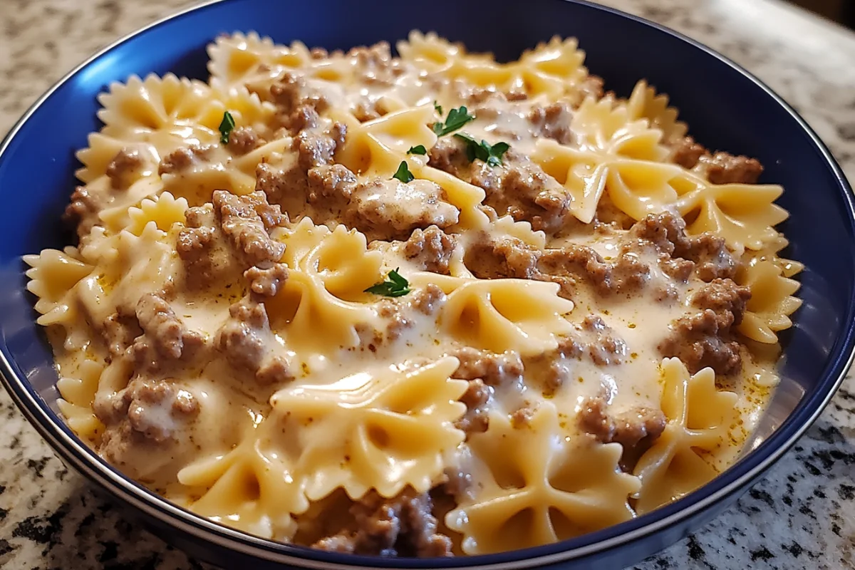 Creamy Beef and Bowtie Pasta - A Delicious Comfort Meal