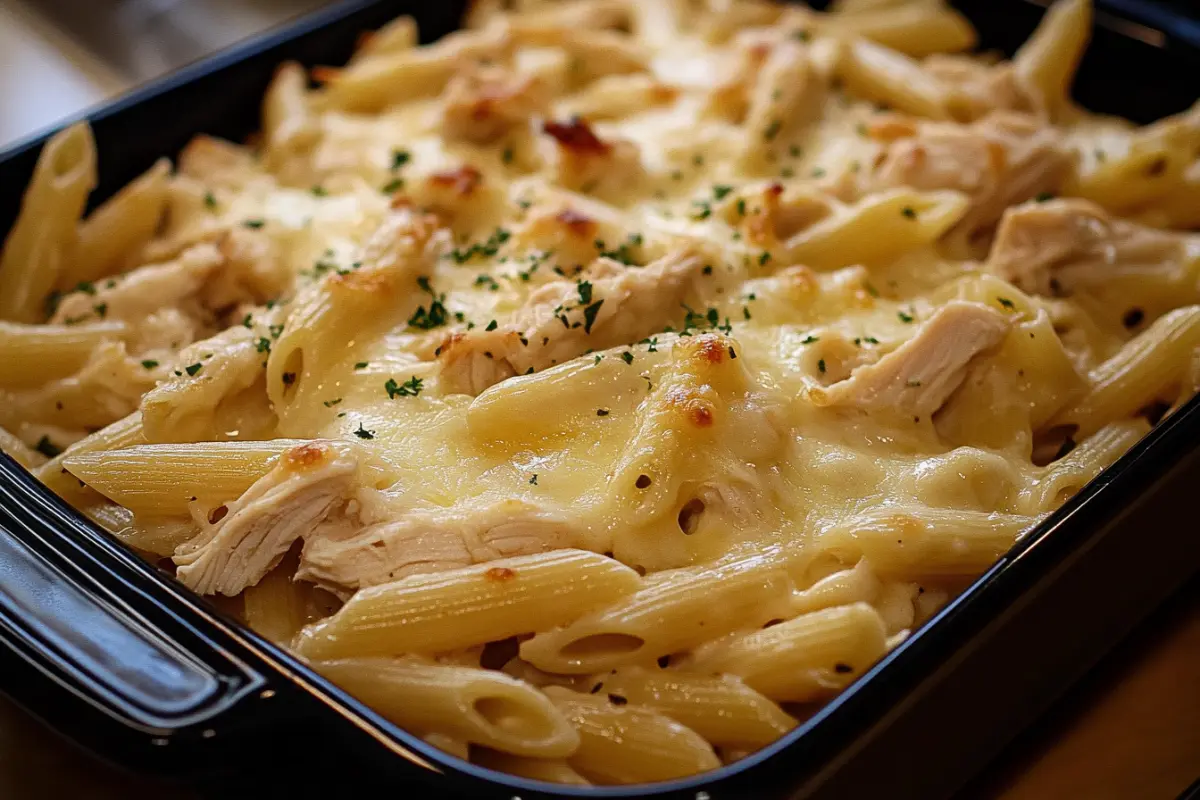 Creamy Garlic Parmesan Chicken Pasta Bake – Cheesy Perfection