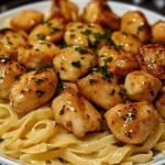 Garlic Butter Chicken Bites with Creamy Parmesan Pasta