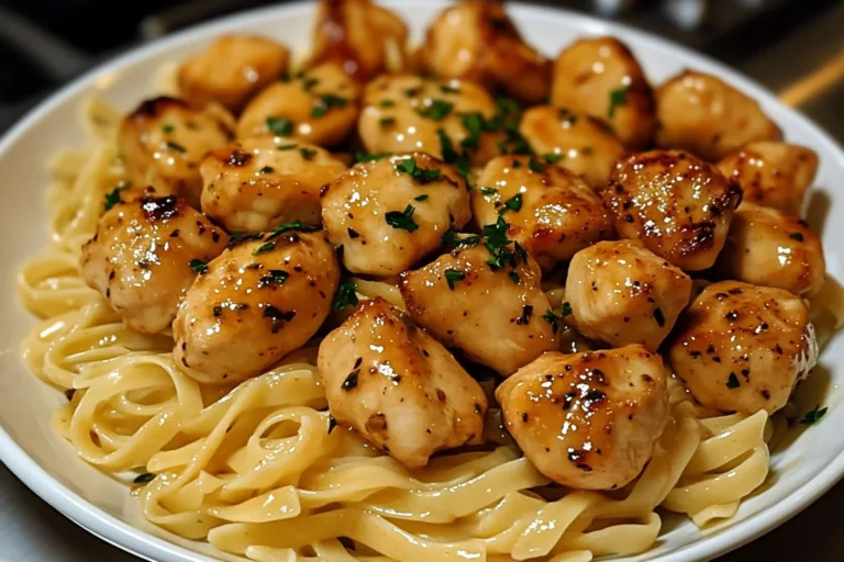 Garlic Butter Chicken Bites with Creamy Parmesan Pasta