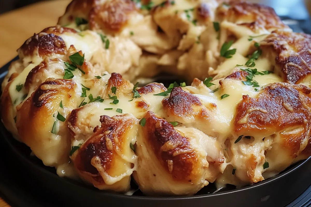 Garlic Knot Chicken Alfredo Ring – A Crowd-Pleasing Delight!