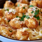 Golden Garlic Chicken Bites over Creamy Parmesan Pasta