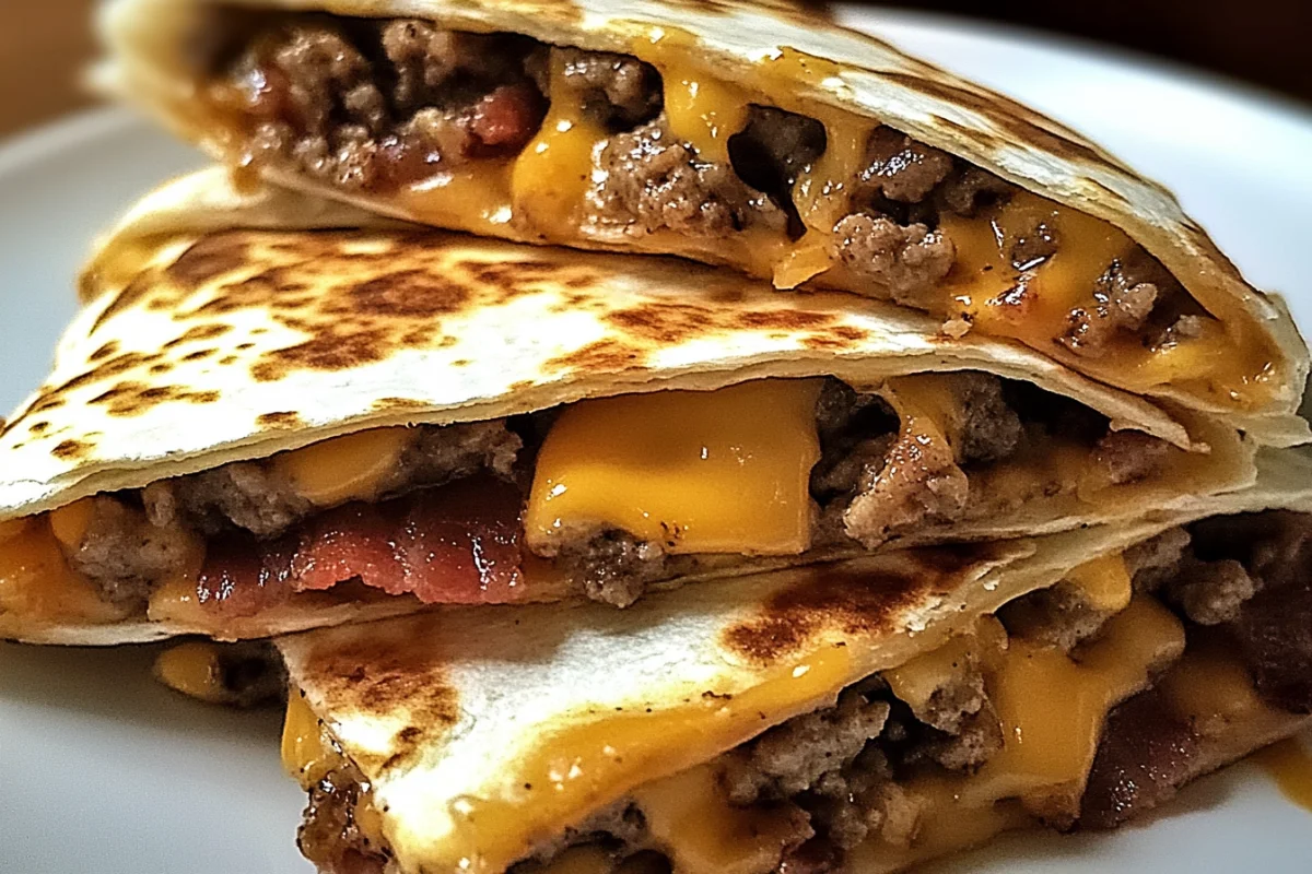 Maple Bacon Cheeseburger Bomb Quesadillas