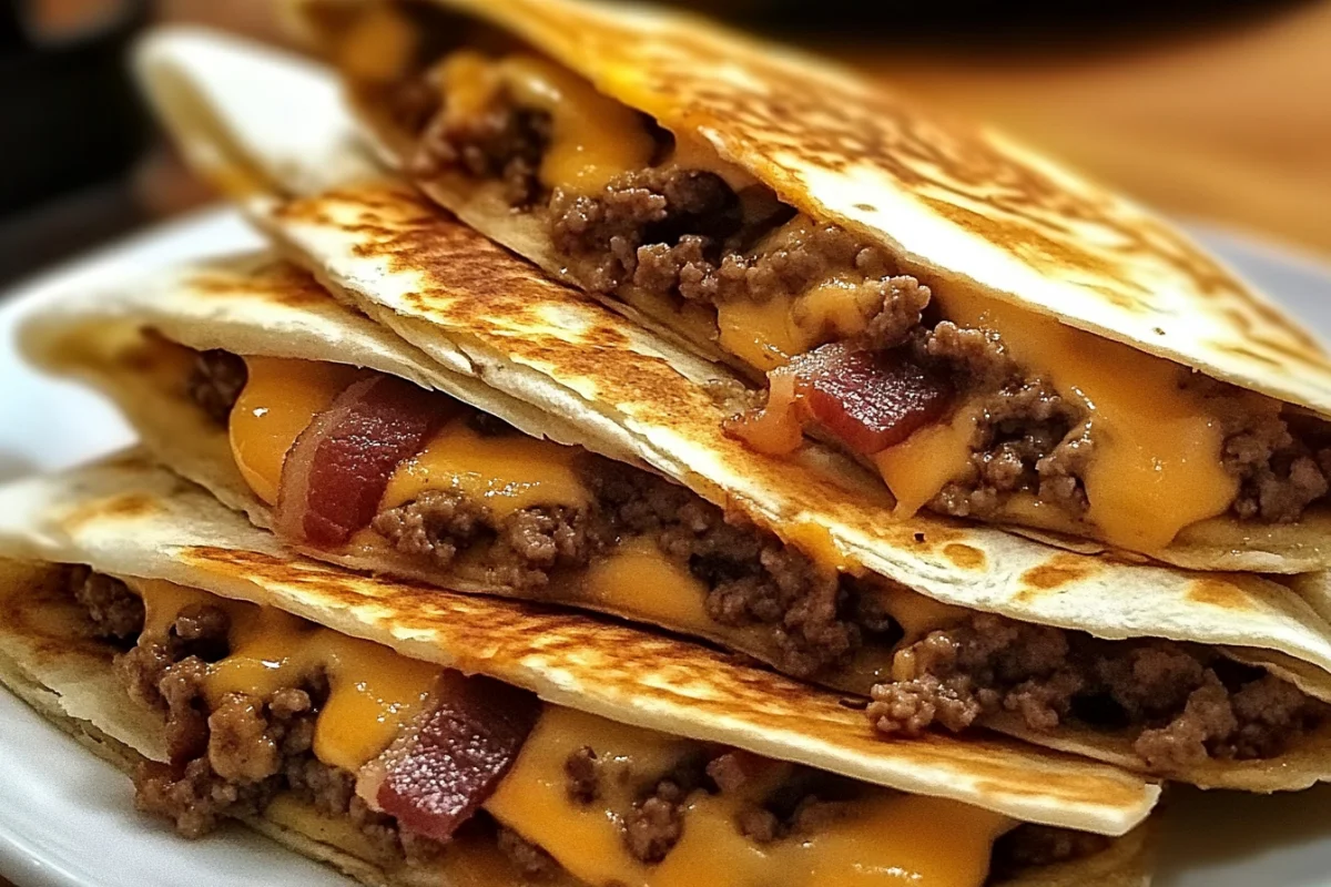 Maple Bacon Cheeseburger Bomb Quesadillas