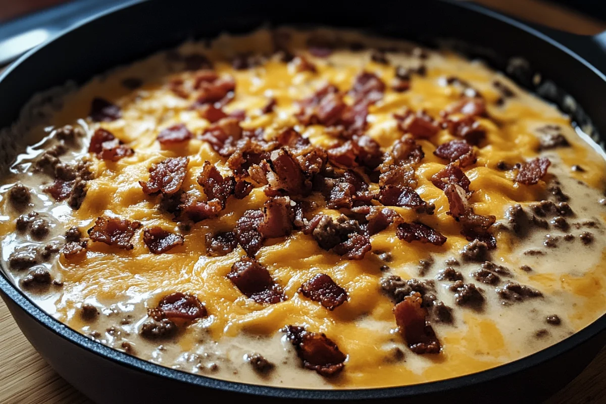 Sizzling Bacon Cheeseburger Queso Dip – Irresistible & Cheesy!