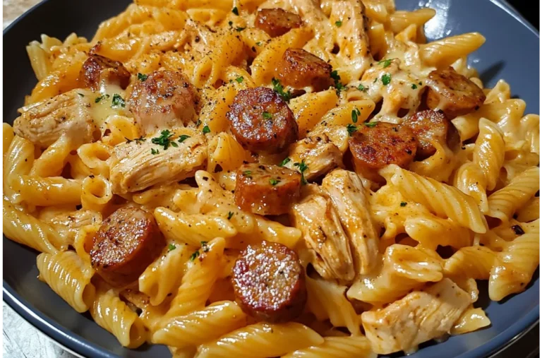 Cheesy Cajun Chicken and Sausage Pasta - Creamy & Flavorful