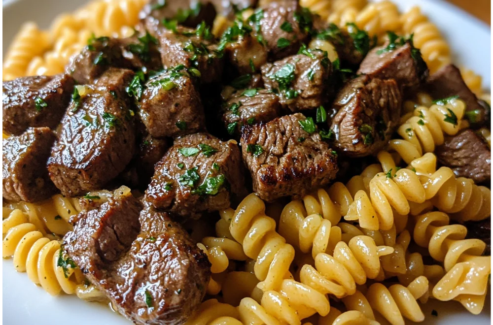 Cheesy Steak Bites and Rotini Pasta - Pure Comfort Food Heaven