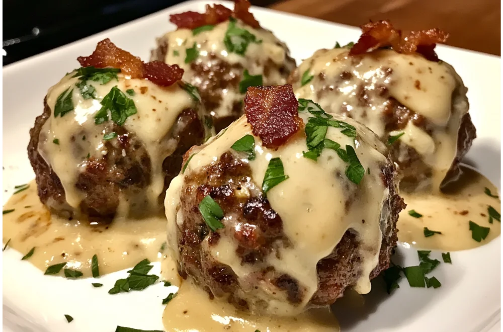 Creamy Meatballs with Crispy Bacon – Delicious & Easy Recipe