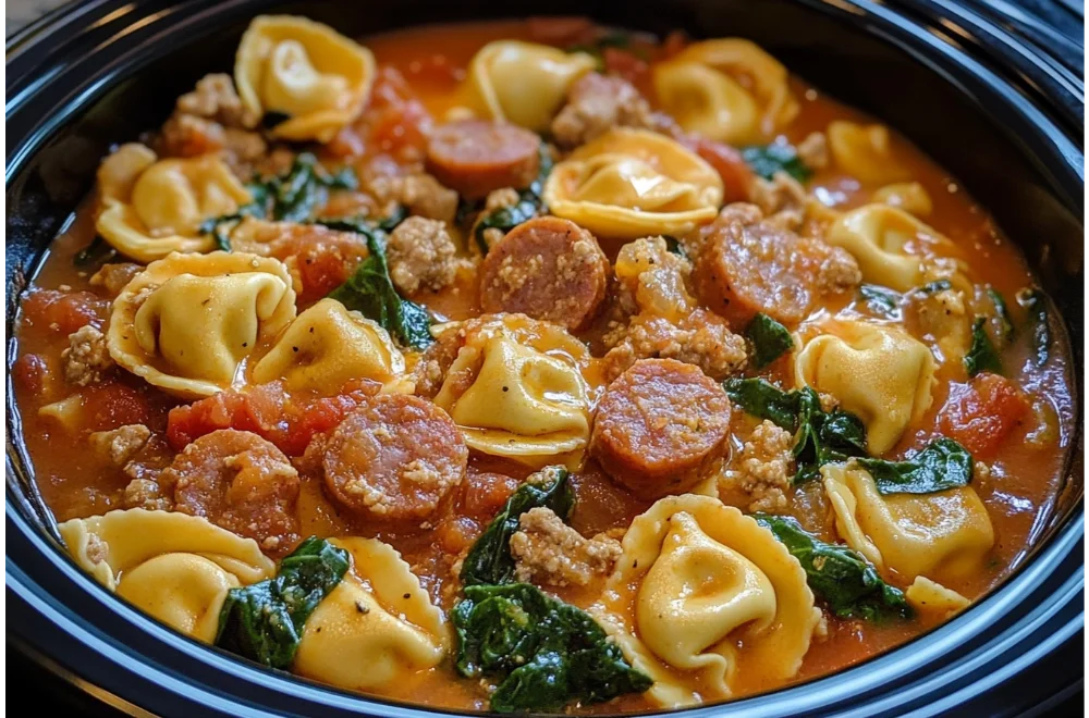 Crockpot Cheese Tortellini and Sausage – Comforting & Creamy