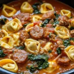 Crockpot Cheese Tortellini and Sausage – Comforting & Creamy