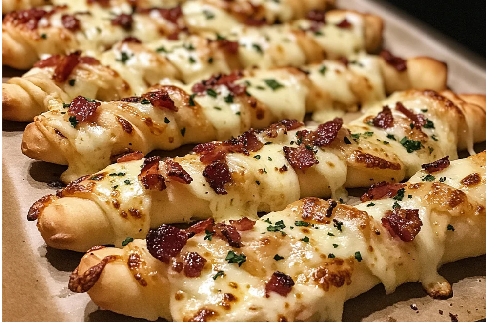 Garlic Butter Bacon Alfredo Pizza Twists – Cheesy, Savory Delight