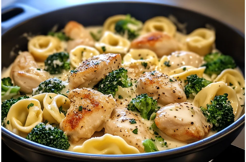 Garlic Parmesan Tortellini with Chicken & Broccoli Recipe