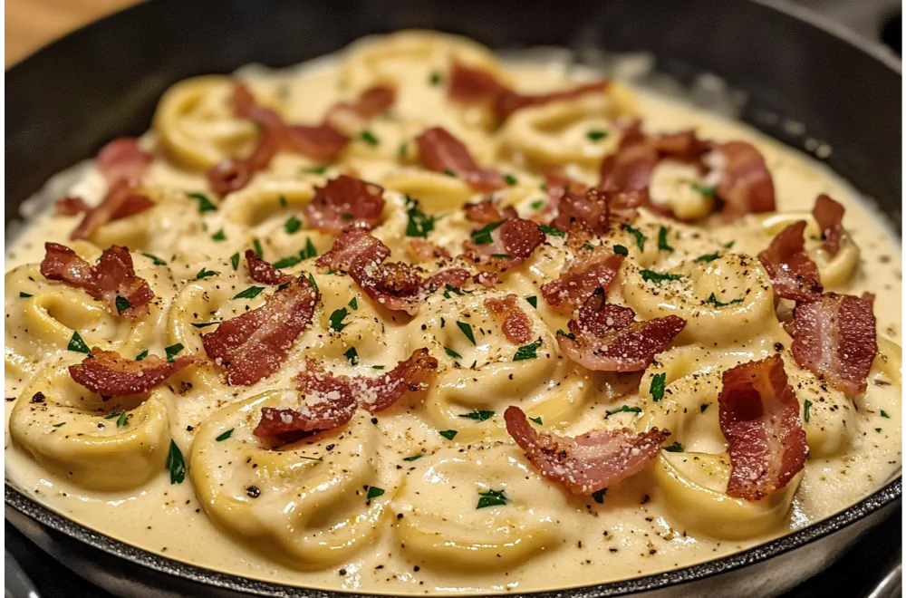 One-Pan Bacon Alfredo Tortellini Delight – A Creamy, Crispy Delight