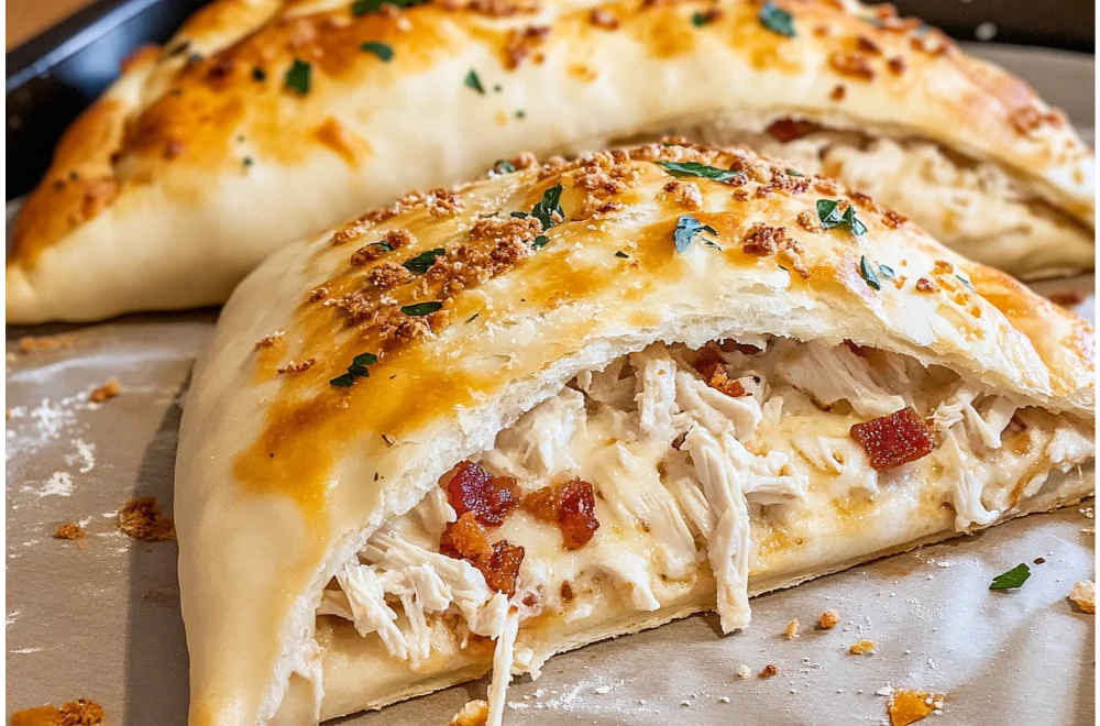 Delicious Chicken Bacon Ranch Calzone for Dinner Tonight!