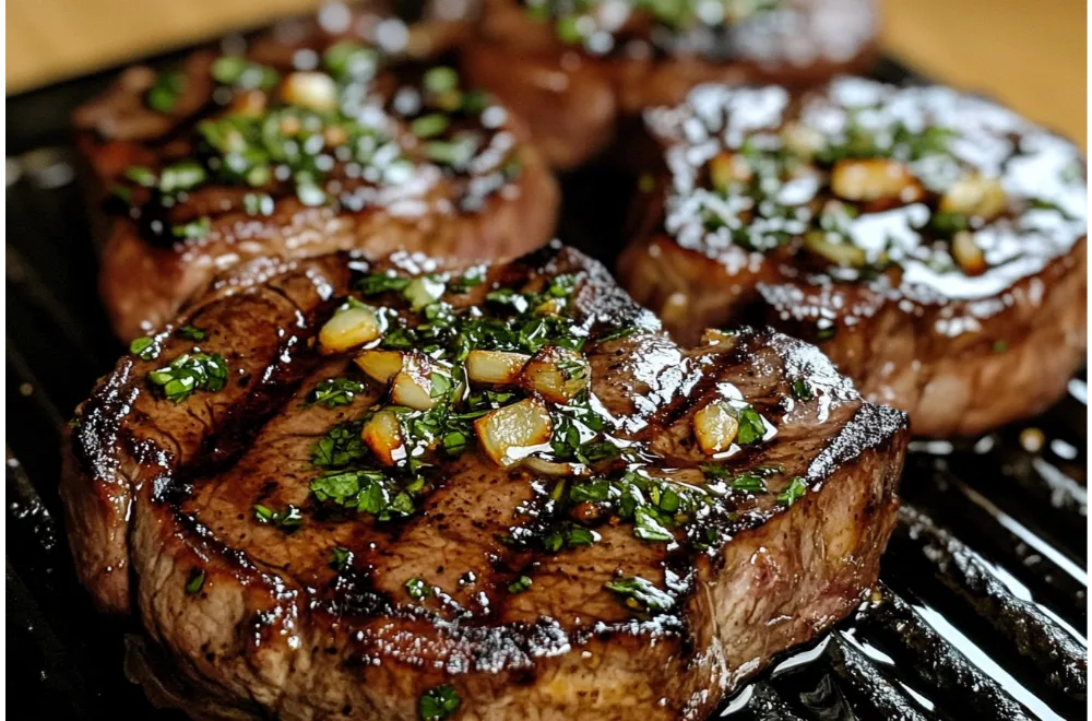 Grilled Ribeye Steaks with Garlic Herb Butter Recipe