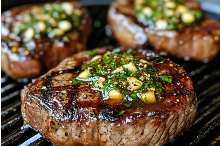 Grilled Ribeye Steaks with Garlic Herb Butter Recipe