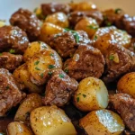 Slow Cooker Garlic Butter Beef Bites & Potatoes Recipe