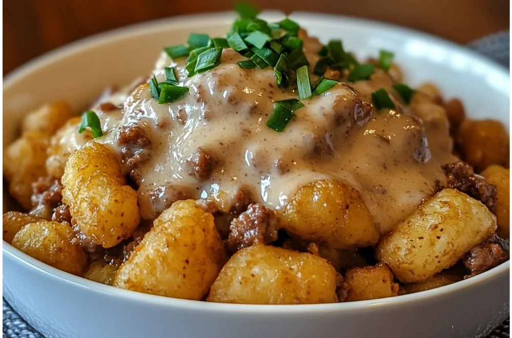 Tater Tot Breakfast Bowl with Sausage Gravy: Easy Recipe