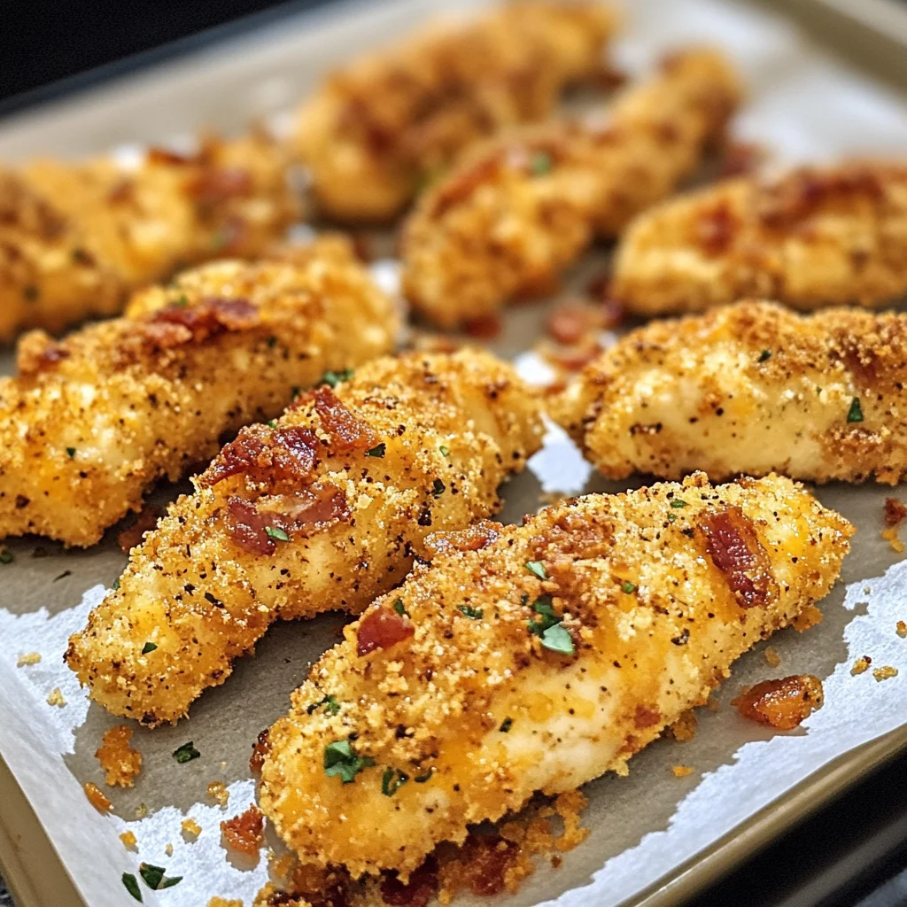 Crispy Smoky Bacon Cheddar Crusted Chicken Fingers Recipe