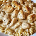 Creamy Garlic Butter Chicken and Rotini in Parmesan Sauce