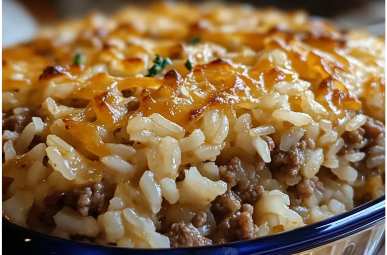 French Onion Ground Beef and Rice Casserole - Comfort Food