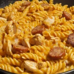 One-Skillet Creamy Smoky BBQ Chicken & Sausage Pasta