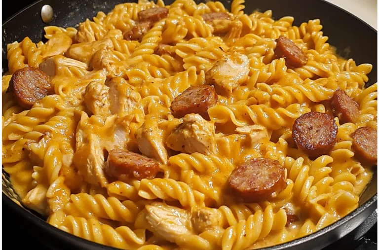 One-Skillet Creamy Smoky BBQ Chicken & Sausage Pasta