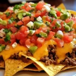 Make these Ultimate Beef Nachos with seasoned beef, gooey cheese, and fresh toppings. The perfect party snack or game-day treat!